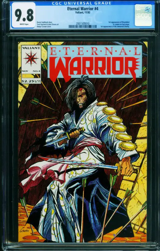 Eternal Warrior #4 (Valiant Comics, 1992), CGC 9.8 graded comic book, Universal Blue label — front cover in its holder