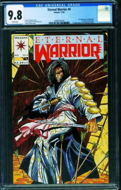 Eternal Warrior #4 (Valiant Comics, 1992), CGC 9.8 graded comic book, Universal Blue label — front cover in its holder