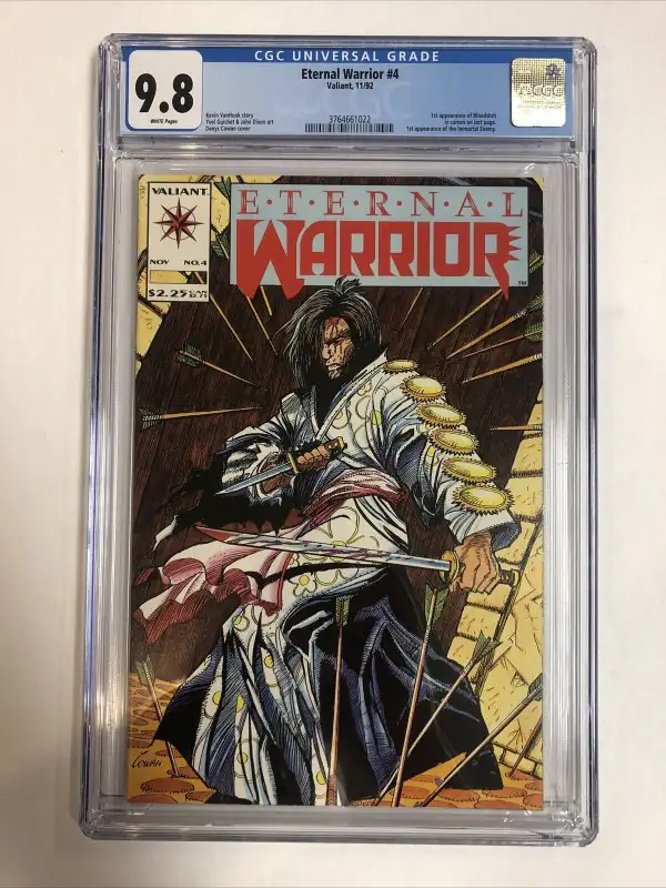 Eternal Warrior #4 (Valiant Comics, 1992), CGC 9.8 graded comic book, Universal Blue label — front cover in its holder