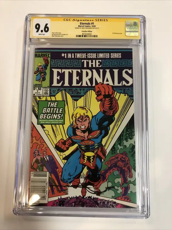 Eternals #1 (Marvel Comics, 1985), CGC 9.6 graded comic book, Signature Series label — front cover in its holder