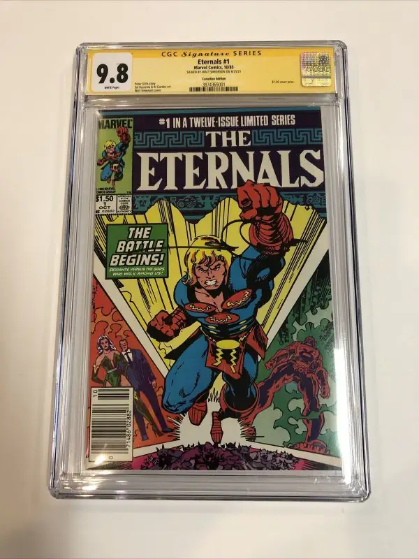 Eternals #1 (Marvel Comics, 1985), CGC 9.8 graded comic book, Signature Series label — front cover in its holder