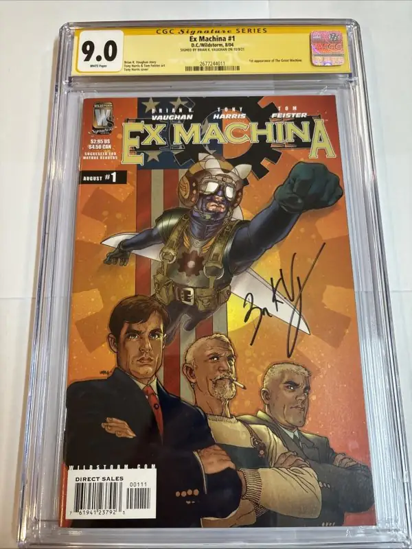 Ex Machina #1 (DC Comics, 2004), CGC 9.0 graded comic book, Signature Series label — front cover in its holder