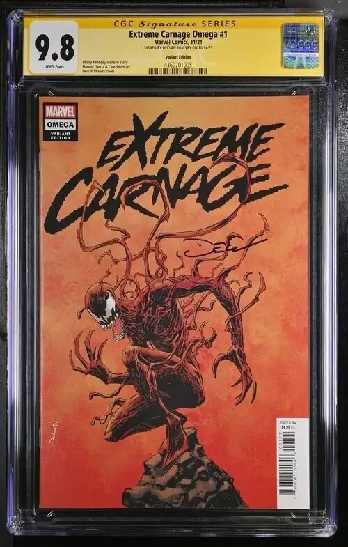 Extreme Carnage Omega #1 (Marvel Comics, 2021), CGC 9.8 graded comic book, Signature Series label — front cover in its holder