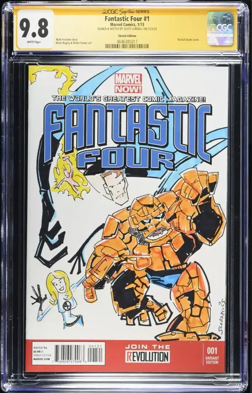 Fantastic Four #1 (Marvel Comics, 2013), CGC 9.8 graded comic book, Signature Series label — front cover in its holder