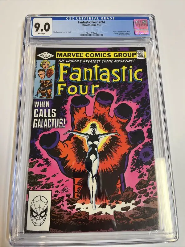 Fantastic Four #244 (Marvel Comics, 1982), CGC 9.0 graded comic book, Universal Blue label — front cover in its holder