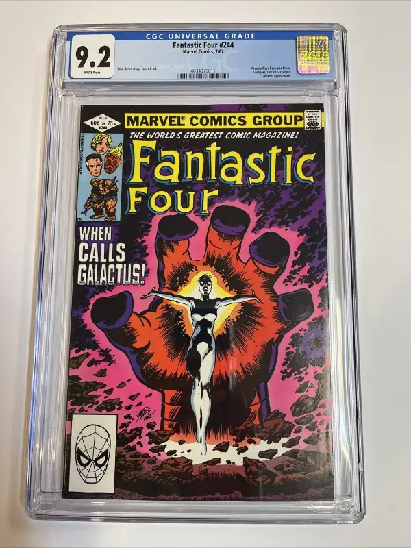 Fantastic Four #244 (Marvel Comics, 1982), CGC 9.2 graded comic book, Universal Blue label — front cover in its holder