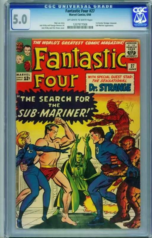 Fantastic Four #27 (Marvel Comics, 1964), CGC 5.0 graded comic book, Universal Blue label — front cover in its holder