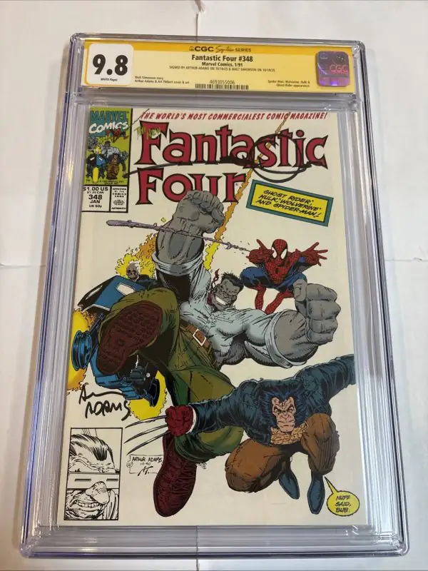Fantastic Four #348 (Marvel Comics, 1991), CGC 9.8 graded comic book, Signature Series label — front cover in its holder