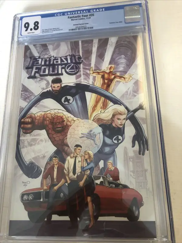 Fantastic Four #35 (Marvel Comics, 2021), CGC 9.8 graded comic book, Universal Blue label — front cover in its holder