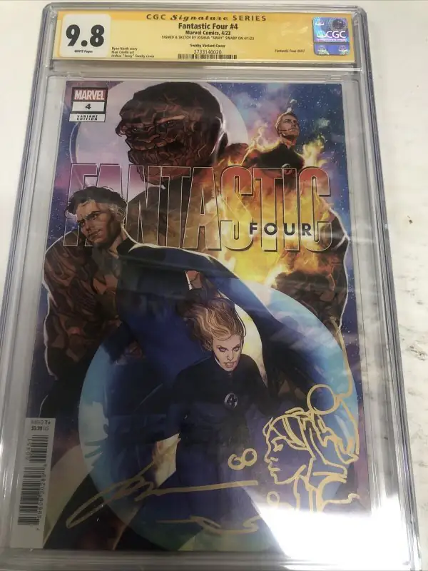 Fantastic Four #4 (Marvel Comics, 2023), CGC 9.8 graded comic book, Signature Series label — front cover in its holder