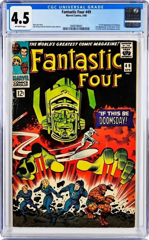 Fantastic Four #49 (Marvel Comics, 1966), CGC 4.5 graded comic book, Universal Blue label — front cover in its holder