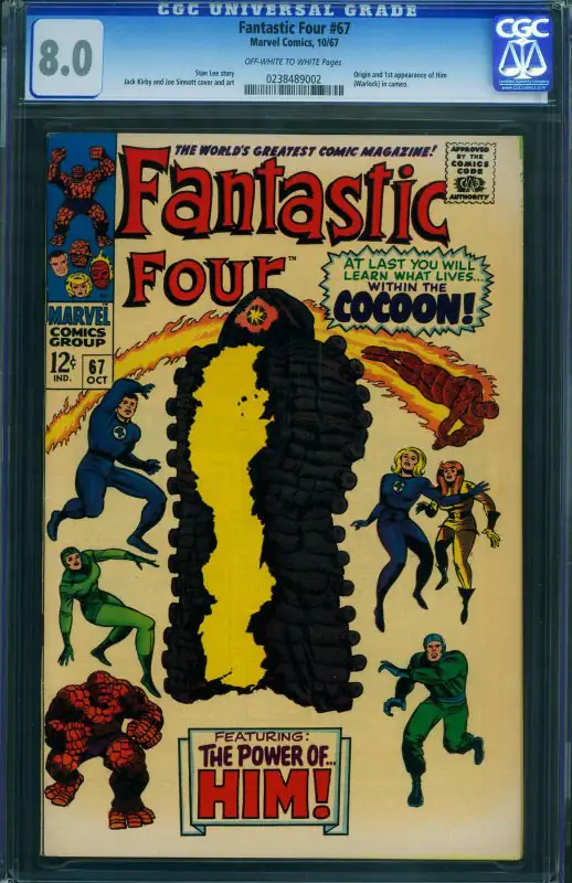Fantastic Four #67 (Marvel Comics, 1967), CGC 8.0 graded comic book, Universal Blue label — front cover in its holder