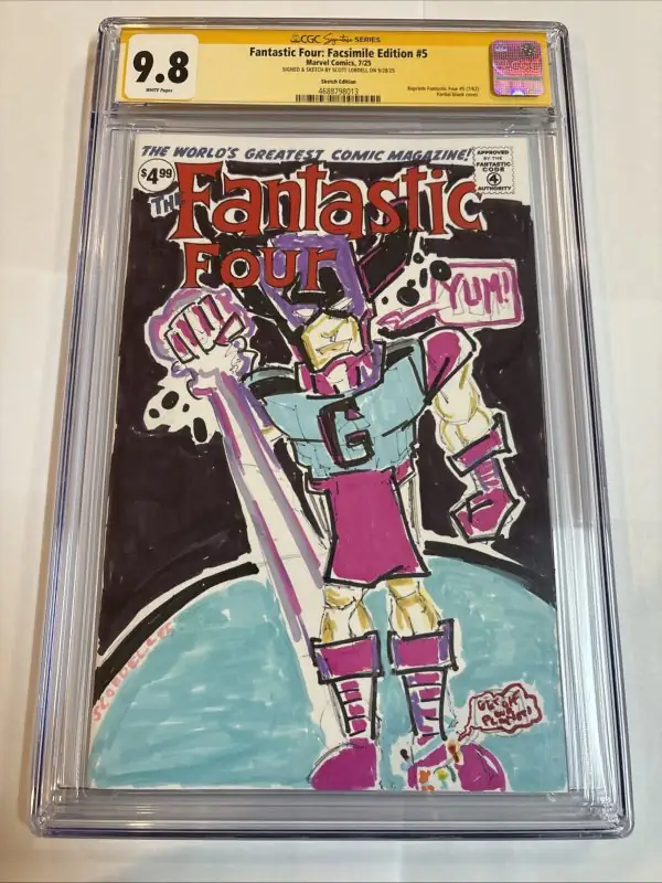 Fantastic Four Facsimile #1 (Marvel Comics, 2025), CGC 9.8 graded comic book, Signature Series label — front cover in its holder