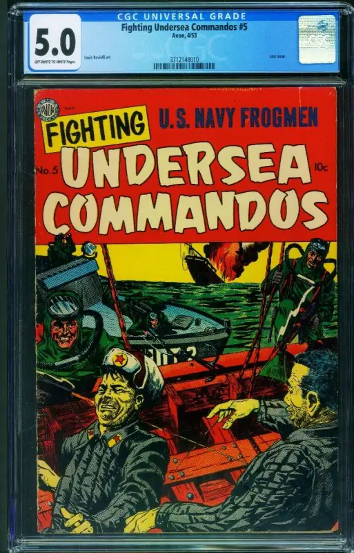 Fighting Undersea Commandos #5 (Avon Periodicals, 1953), CGC 5.0 graded comic book, Universal Blue label — front cover in its holder