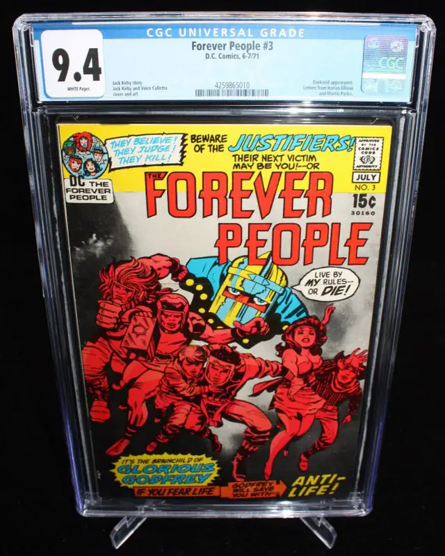 Forever People #3 (DC Comics, 1971), CGC 9.4 graded comic book, Universal Blue label — front cover in its holder