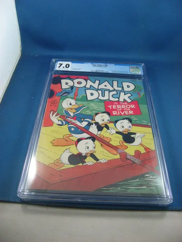 Four Color #108 (Dell Comics, 1946), CGC 7.0 graded comic book, Universal Blue label — front cover in its holder