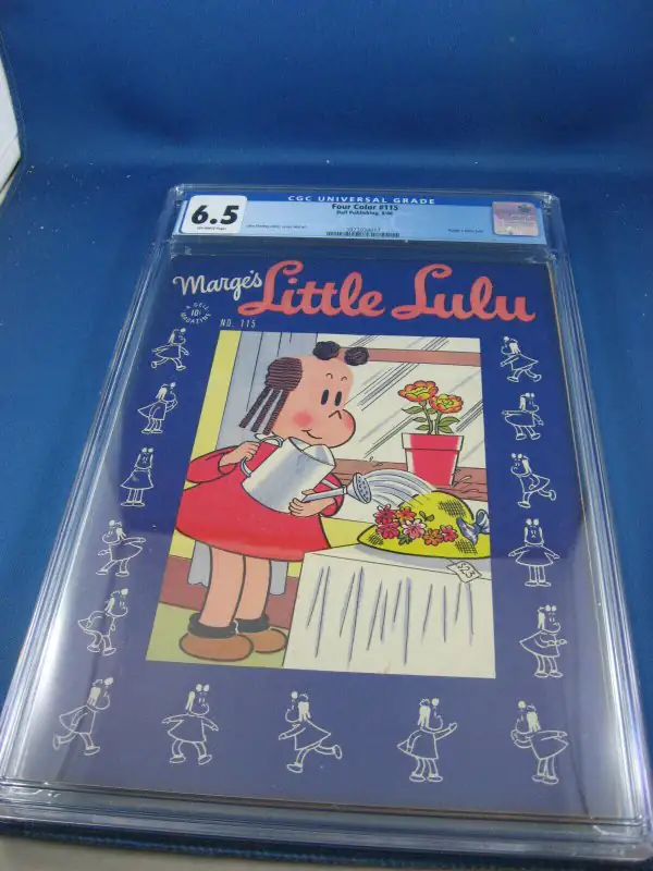 Four Color #115 (Dell Comics, 1946), CGC 6.5 graded comic book, Universal Blue label — front cover in its holder