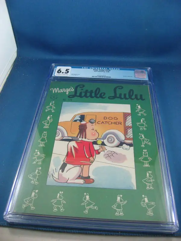Four Color #120 (Dell Comics, 1946), CGC 6.5 graded comic book, Universal Blue label — front cover in its holder