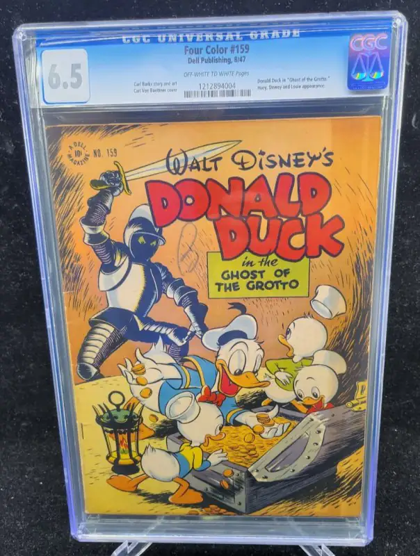 Four Color #159 (Dell Comics, 1947), CGC 6.5 graded comic book, Universal Blue label — front cover in its holder