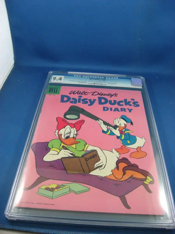 Four Color #743 (Dell Comics, 1956), CGC 9.4 graded comic book, Universal Blue label — front cover in its holder