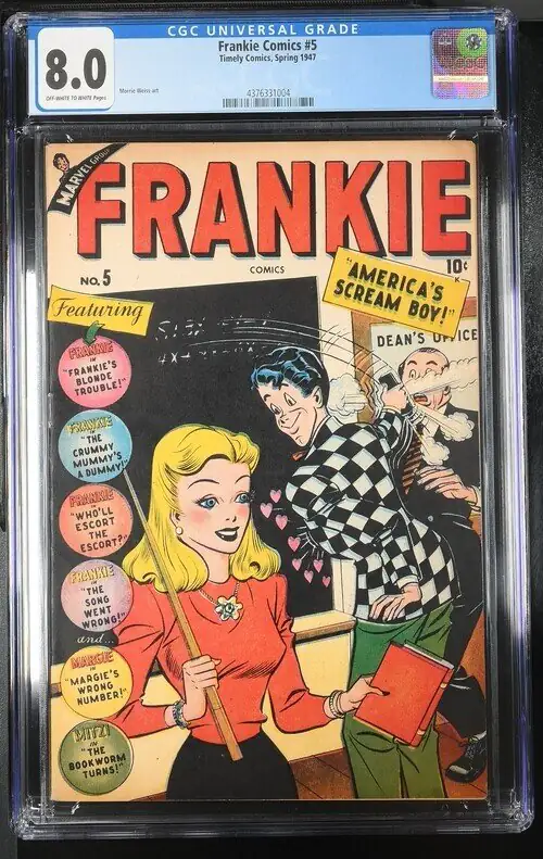 Frankie #5 (Marvel Comics, 1947), CGC 8.0 graded comic book, Universal Blue label — front cover in its holder