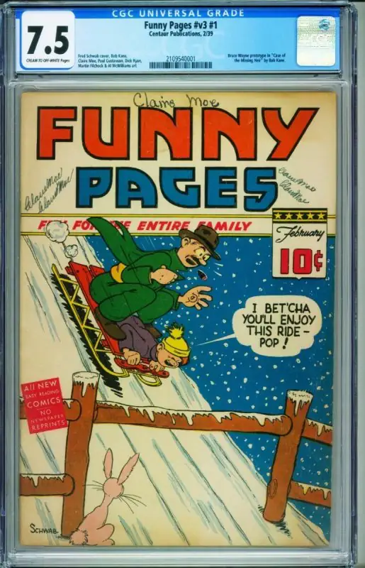 Funny Pages Vol. 3 #1 (Centaur Publications, 1939), CGC 7.5 graded comic book, Universal Blue label — front cover in its holder