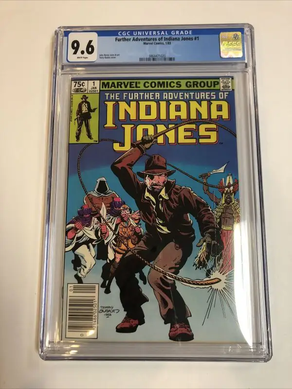 Further Adventures of Indiana Jones #1 (Marvel Comics, 1983), CGC 9.6 graded comic book, Universal Blue label — front cover in its holder