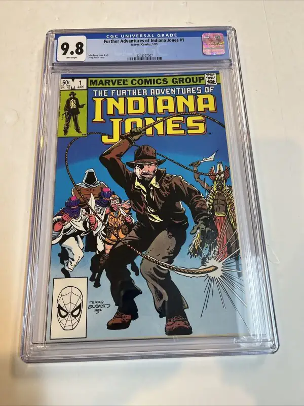 Further Adventures of Indiana Jones #1 (Marvel Comics, 1983), CGC 9.8 graded comic book, Signature Series label — front cover in its holder
