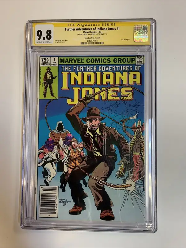 Further Adventures of Indiana Jones #1 (Marvel Comics, 1983), CGC 9.8 graded comic book, Signature Series label — front cover in its holder