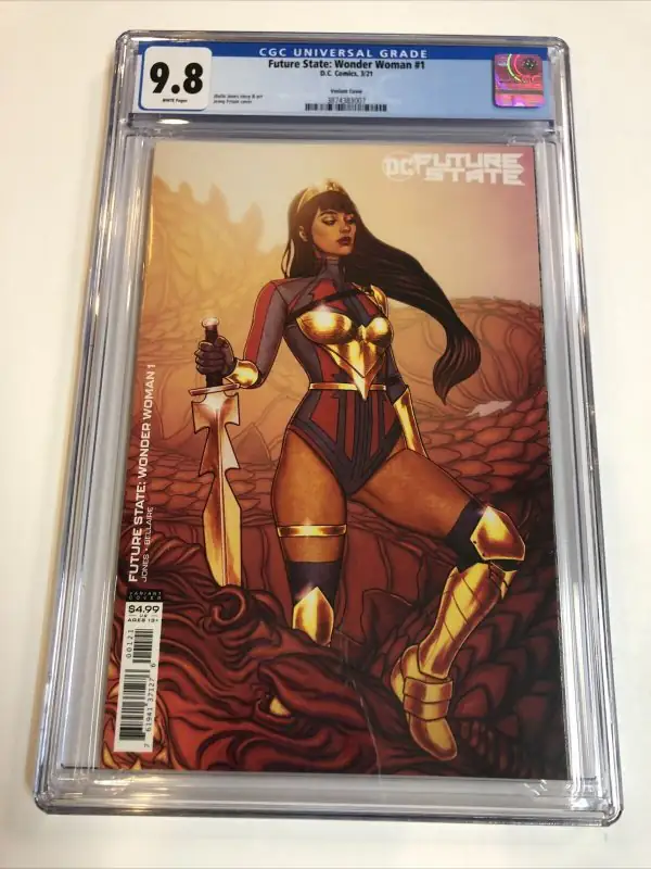 Future State Wonder Woman #1 (DC Comics, 2021), CGC 9.8 graded comic book, Universal Blue label — front cover in its holder
