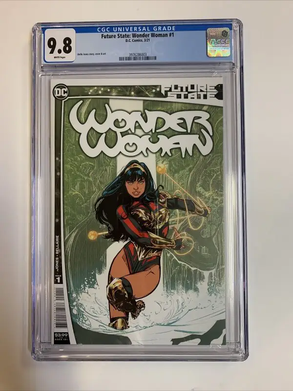 Future State Wonder Woman #1 (DC Comics, 2021), CGC 9.8 graded comic book, Universal Blue label — front cover in its holder
