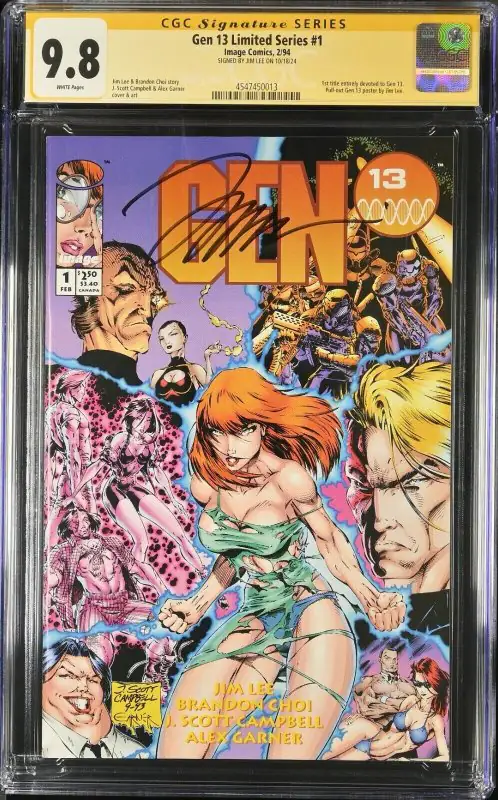 Gen 13 Limited Series #1 (Image Comics, 1994), CGC 9.8 graded comic book, Signature Series label — front cover in its holder