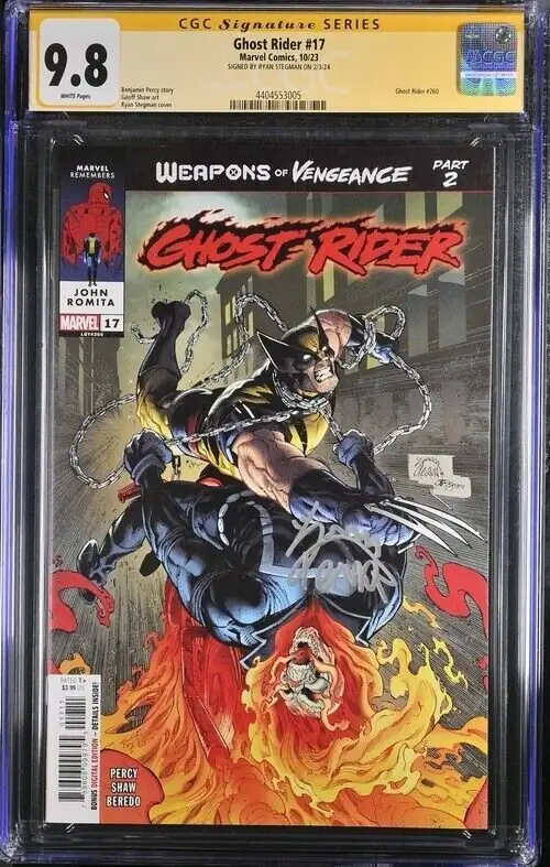 Ghost Rider #17 (Marvel Comics, 2023), CGC 9.8 graded comic book, Signature Series label — front cover in its holder