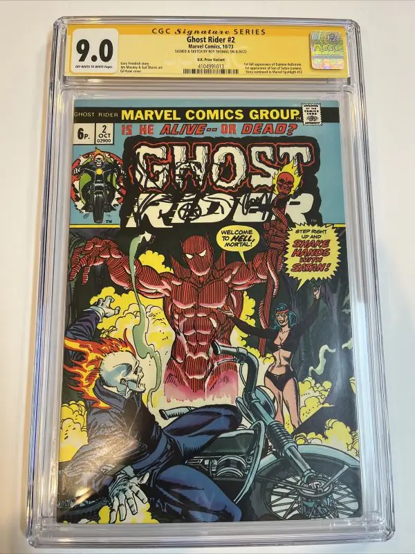 Ghost Rider #2 (Marvel Comics, 1973), CGC 9.0 graded comic book, Signature Series label — front cover in its holder