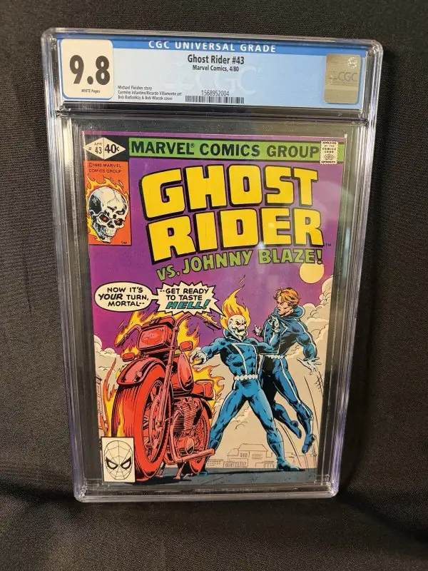 Ghost Rider #46 (Marvel Comics, 1980), CGC 9.8 graded comic book, Universal Blue label — front cover in its holder