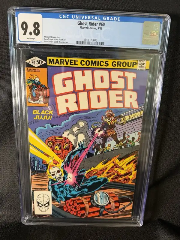 Ghost Rider #60 (Marvel Comics, 1981), CGC 9.8 graded comic book, Universal Blue label — front cover in its holder
