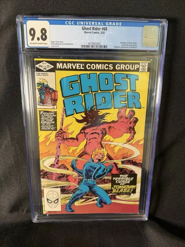 Ghost Rider #68 (Marvel Comics, 1982), CGC 9.8 graded comic book, Universal Blue label — front cover in its holder