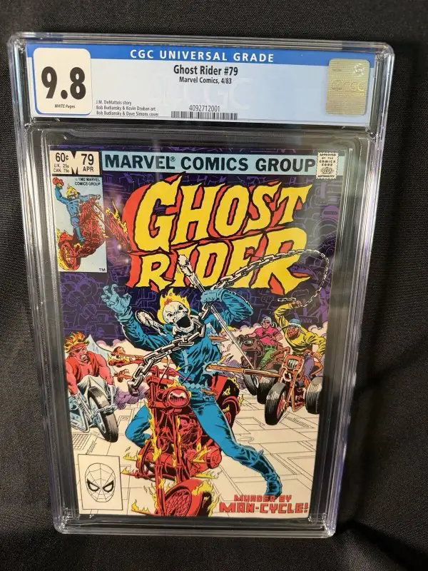 Ghost Rider #79 (Marvel Comics, 1983), CGC 9.8 graded comic book, Universal Blue label — front cover in its holder