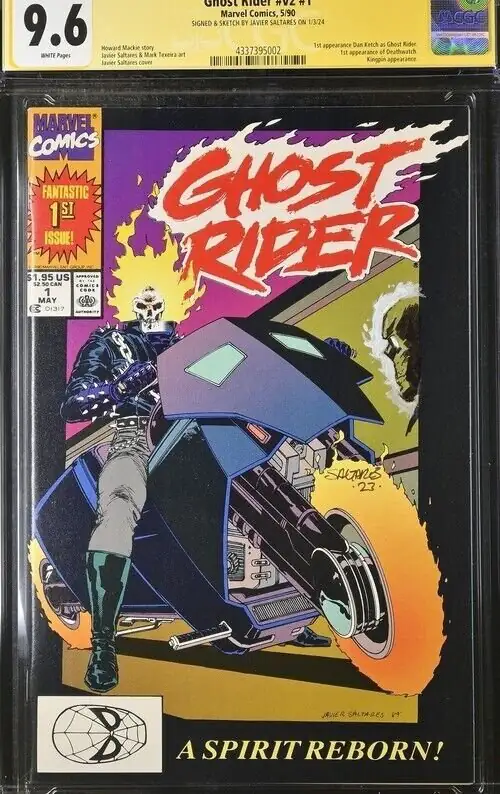 Ghost Rider V2 #1 (Marvel Comics, 1990), CGC 9.6 graded comic book, Signature Series label — front cover in its holder