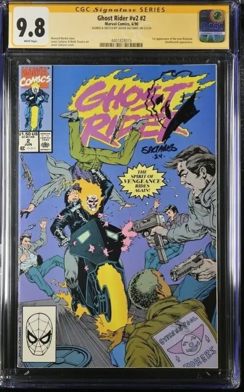Ghost Rider #V2 #2 (Marvel Comics, 1990), CGC 9.8 graded comic book, Signature Series label — front cover in its holder