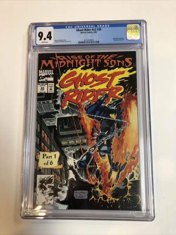 Ghost Rider #v2 #28 (Marvel Comics, 1992), CGC 9.4 graded comic book, Universal Blue label — front cover in its holder