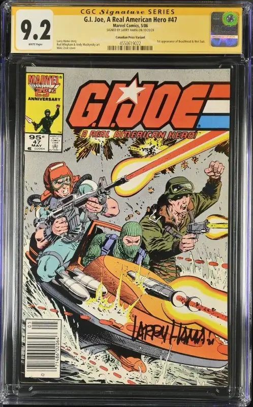 G.I. Joe #47 (Marvel Comics, 1986), CGC 9.2 graded comic book, Signature Series label — front cover in its holder