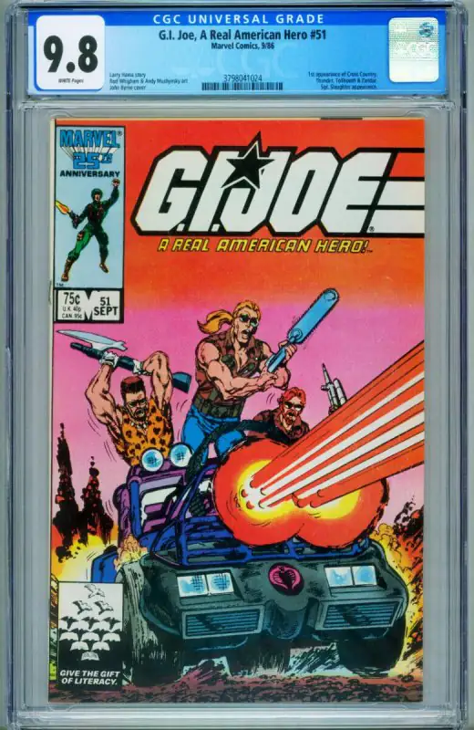 G.i. Joe #51 (Marvel Comics, 1986), CGC 9.8 graded comic book, Universal Blue label — front cover in its holder