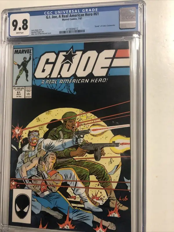 G.I. Joe, a Real American Hero #61 (Marvel Comics, 1987), CGC 9.8 graded comic book, Universal Blue label — front cover in its holder