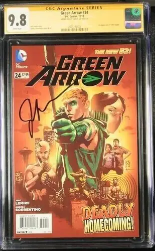 Green Arrow #24 (DC Comics, 2013), CGC 9.8 graded comic book, Signature Series label — front cover in its holder