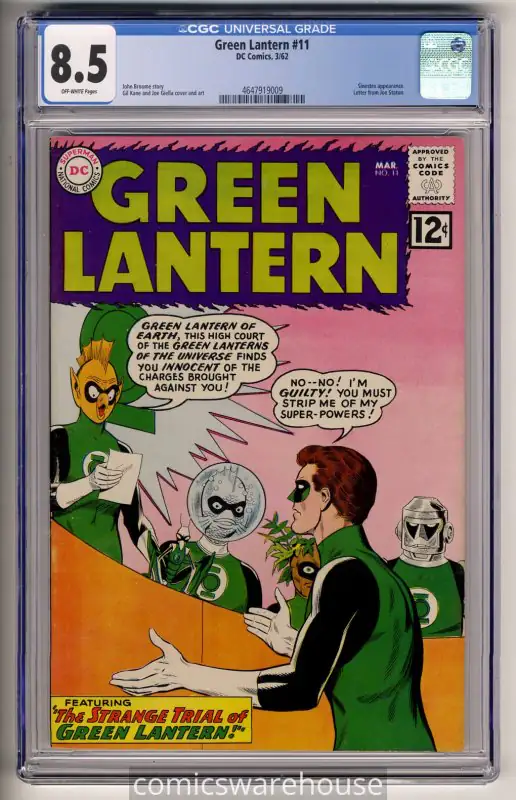 Green Lantern #11 (DC Comics, 1962), CGC 8.5 graded comic book, Universal Blue label — front cover in its holder