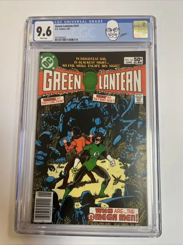 Green Lantern #141 (DC Comics, 1981), CGC 9.6 graded comic book, Universal Blue label — front cover in its holder