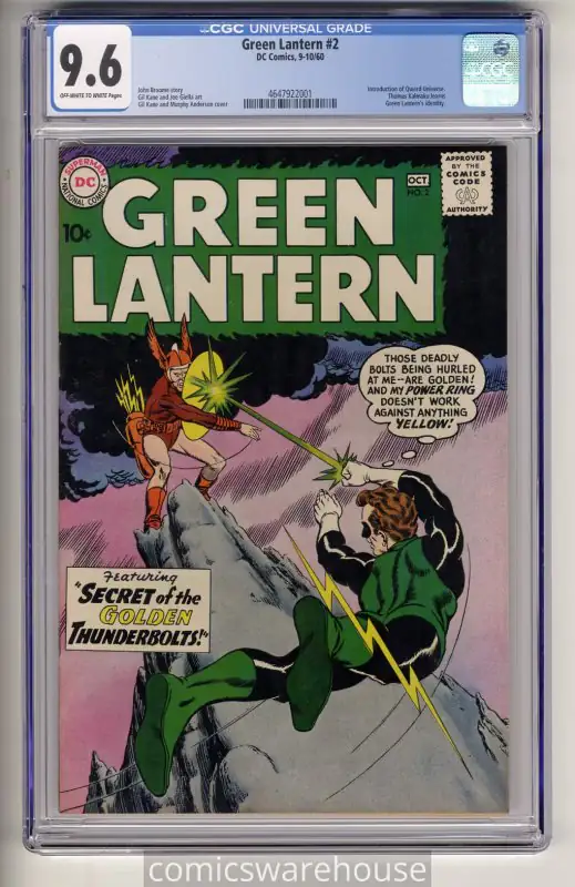 Green Lantern #2 (DC Comics, 1960), CGC 9.6 graded comic book, Universal Blue label — front cover in its holder