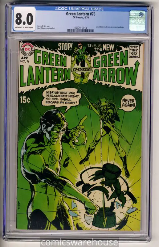 Green Lantern #76 (DC Comics, 1970), CGC 8.0 graded comic book, Universal Blue label — front cover in its holder