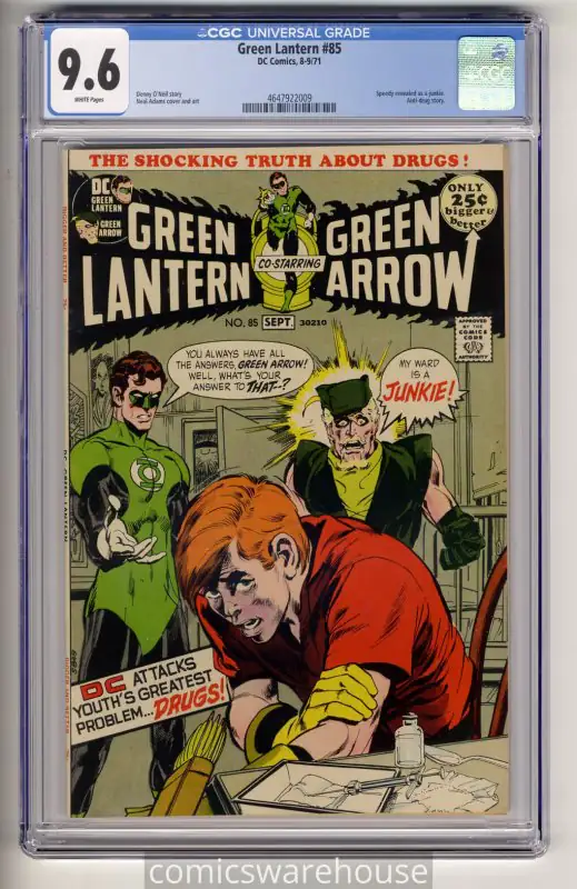 Green Lantern #85 (DC Comics, 1971), CGC 9.6 graded comic book, Universal Blue label — front cover in its holder
